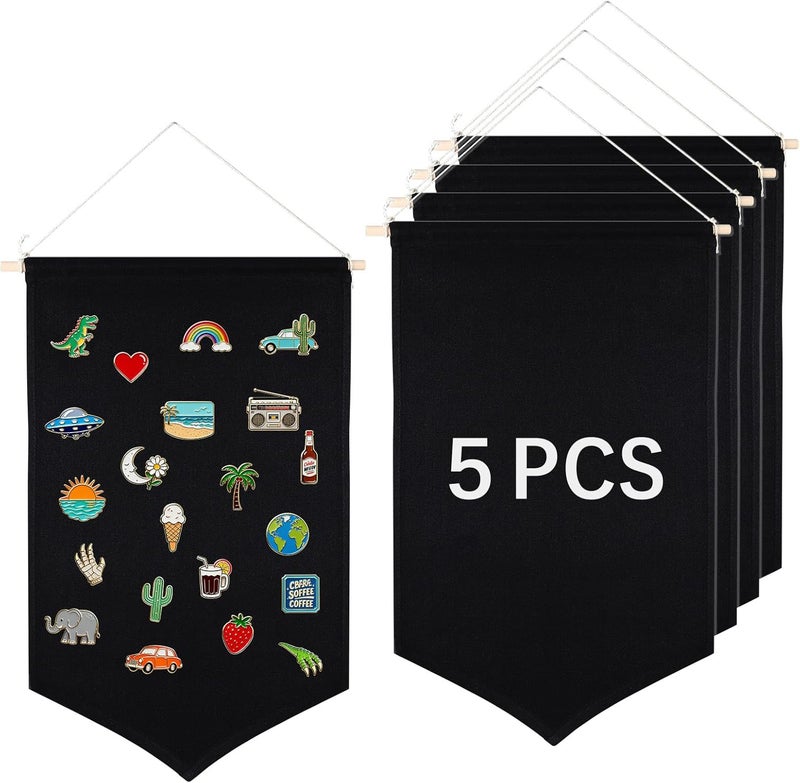 OKBA 5 PCS Canvas Banners Wall Hanging Brooch Jewelry Storage Case Stand Enamel Pin Display, Sublimation blank Banner,Holder Earrings Necklace Pin Collection Organizer - Image 1